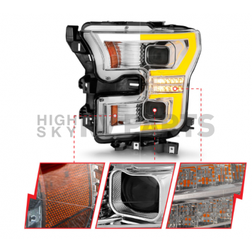 ANZO USA FORD F-150 FULL LED PROJECTOR PLANK STYLE SWITCHBACK HEADLIGHTS CHROME - 111548-2
