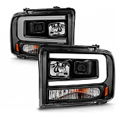ANZO USA FORD F-250/350/450/550 SUPER DUTY 05-07 / EXCURSION 05 PROJECTOR PLANK STYLE HEADLIGHTS BLACK - 111551
