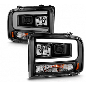 ANZO USA FORD F-250/350/450/550 SUPER DUTY 05-07 / EXCURSION 05 PROJECTOR PLANK STYLE HEADLIGHTS BLACK - 111551