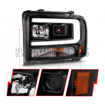 ANZO USA FORD F-250/350/450/550 SUPER DUTY 05-07 / EXCURSION 05 PROJECTOR PLANK STYLE HEADLIGHTS BLACK - 111551-4