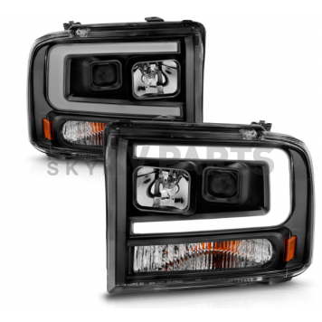 ANZO USA FORD F-250/350/450/550 SUPER DUTY 05-07 / EXCURSION 05 PROJECTOR PLANK STYLE HEADLIGHTS BLACK - 111551