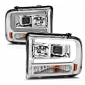 ANZO USA FORD F-250/350/450/550 SUPER DUTY 05-07/EXCURSION 05 PROJECTOR PLANK STYLE HEADLIGHTS CHROME- 111552