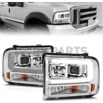 ANZO USA FORD F-250/350/450/550 SUPER DUTY 05-07/EXCURSION 05 PROJECTOR PLANK STYLE HEADLIGHTS CHROME- 111552-5
