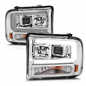 ANZO USA FORD F-250/350/450/550 SUPER DUTY 05-07/EXCURSION 05 PROJECTOR PLANK STYLE HEADLIGHTS CHROME- 111552