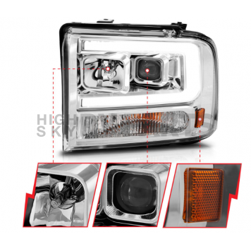 ANZO USA FORD F-250/350/450/550 SUPER DUTY 05-07/EXCURSION 05 PROJECTOR PLANK STYLE HEADLIGHTS CHROME- 111552-3