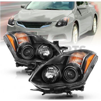 ANZO USA NISSAN ALTIMA 10-13 2DR/COUPE HEADLIGHTS BLACK (FOR HALOGEN MODELS ONLY) - 121548-4