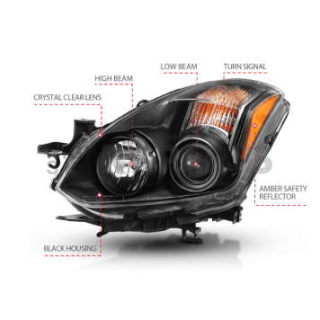 ANZO USA NISSAN ALTIMA 10-13 2DR/COUPE HEADLIGHTS BLACK (FOR HALOGEN MODELS ONLY) - 121548-3