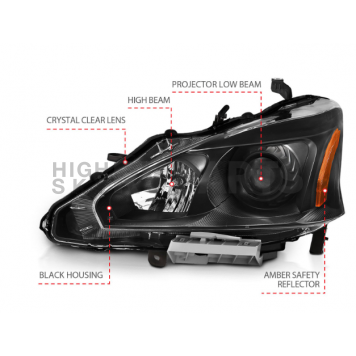 ANZO USA NISSAN ALTIMA 13-15 4DR PROJECTOR HEADLIGHTS BLACK - 121549-1