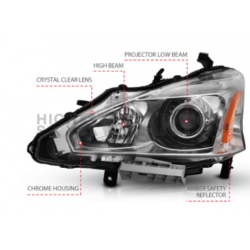 ANZO USA NISSAN ALTIMA 13-15 4DR PROJECTOR HEADLIGHTS CHROME- 121550-2