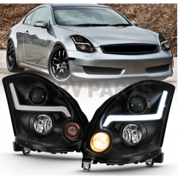 ANZO USA INFINITI G35 2DR 03-07 PROJECTOR HEADLIGHT PLANK STYLE BLACK (FOR HID, HID KIT NOT INCLUDED) - 121557-5