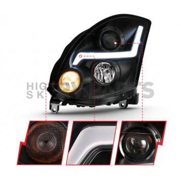 ANZO USA INFINITI G35 2DR 03-07 PROJECTOR HEADLIGHT PLANK STYLE BLACK (FOR HID, HID KIT NOT INCLUDED) - 121557-1