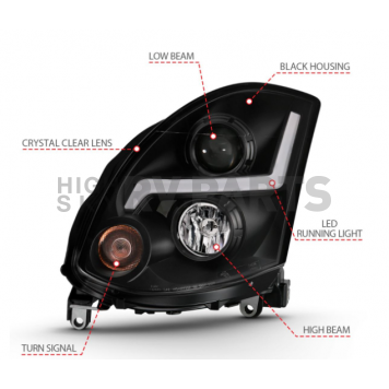 ANZO USA INFINITI G35 2DR 03-07 PROJECTOR HEADLIGHT PLANK STYLE BLACK (FOR HID, HID KIT NOT INCLUDED) - 121557-4