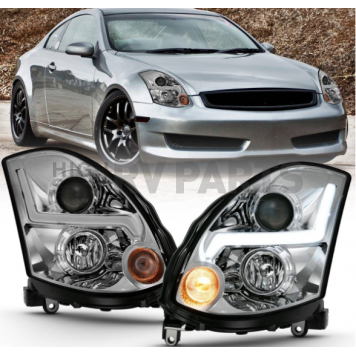 ANZO USA INFINITI G35 2DR 03-07 PROJECTOR HEADLIGHT PLANK STYLE CHROME - 121558-4
