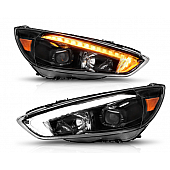 ANZO USA FORD FOCUS 15-18 PROJECTOR SWITCHBACK PLANK STYLE HEADLIGHTS BLACK W/ DRL - 121564