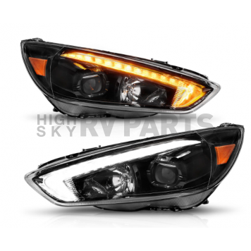 ANZO USA FORD FOCUS 15-18 PROJECTOR SWITCHBACK PLANK STYLE HEADLIGHTS BLACK W/ DRL - 121564