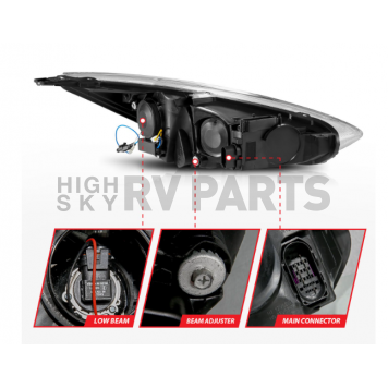 ANZO USA FORD FOCUS 15-18 PROJECTOR SWITCHBACK PLANK STYLE HEADLIGHTS BLACK W/ DRL - 121564-3