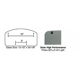CRL/SFC 14 x 32 NewPort Sunroof Replacement High Performance Solar Glass RG350H