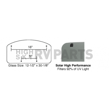 CRL/SFC 14 x 32 NewPort Sunroof Replacement High Performance Solar Glass RG350H