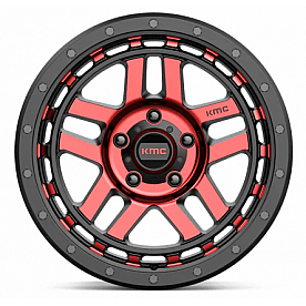 KMC Wheel 18 Diameter 0 Offset Aluminum Black With Natural Red Tinted Face Single