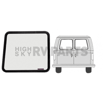 CRL Fixed Window - Left Hand Rear Hinged Door 1992+ Ford Vans 22-15/16 inch x 19-3/8 inch with 1/8 inch Trim Ring