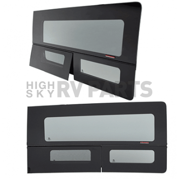 CRL Black 2016+ Mercedes Metris Passenger Side Sliding Door Vented Window