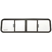 CRL Duo-Vent Four Panel Big Rig Slider with Clear Glass for 1967-1987 Autocar/White Diamond Conventional Cabs