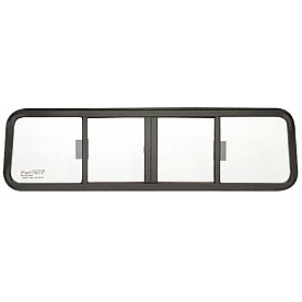 CRL Duo-Vent Four Panel Big Rig Slider with Clear Glass for 1967-1987 Autocar/White Diamond Conventional Cabs