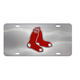 Fan Mat License Plate - MLB Boston Red Sox Logo Stainless Steel - 26878