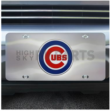 Fan Mat License Plate - MLB Chicago Cubs Logo Stainless Steel - 26880-1