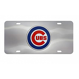 Fan Mat License Plate - MLB Chicago Cubs Logo Stainless Steel - 26880