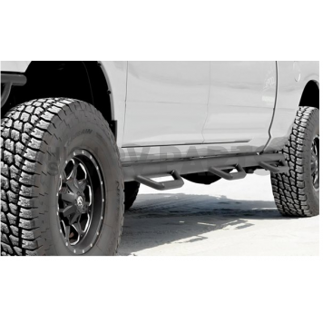N-Fab Nerf Bar - Truck Wheel to Wheel Black Gloss Powder Coated Steel Round - C19105CC-6-1