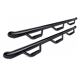 N-Fab Nerf Bar - Truck Wheel to Wheel Black Gloss Powder Coated Steel Round - C19105CC-6