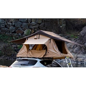 AirBedz Tent Vehicle Rooftop - Sleeps 3 To 4 Adults - Khaki/ Orange Trim