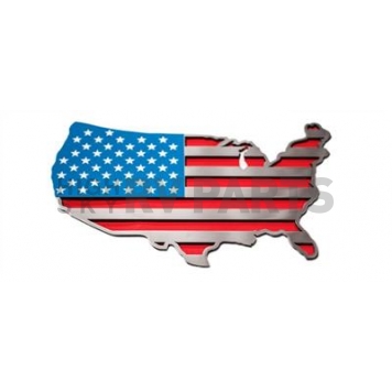 American Car Craft Emblem - USA Map Thin Red Line Stainless Steel - 142060