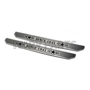 DV8 Offroad Door Sill Protector - Aluminum Silver/ Black  2 Piece - 180014STR2