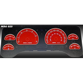 US Speedo Gauge Face Overlay - Red Daytime Color/ White Letter Color - WRA025