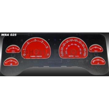 US Speedo Gauge Face Overlay - Red Daytime Color/ White Letter Color - WRA025
