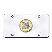 Automotive Gold License Plate - U.S. Coast Guard Logo Stainless Steel - USCGCC