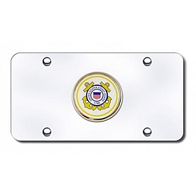 Automotive Gold License Plate - U.S. Coast Guard Logo Stainless Steel - USCGCC