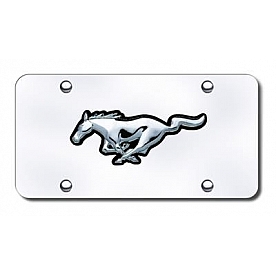 Automotive Gold License Plate - Mustang Logo Stainless Steel - MUSBCC