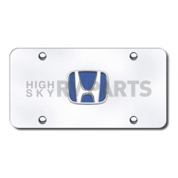 Automotive Gold License Plate - Honda Logo With Blue Fill Stainless Steel - HONBLCC