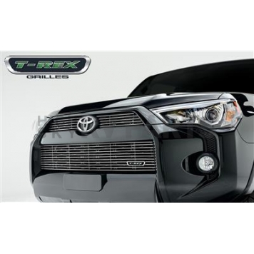 T-Rex Truck Products Grille Insert - Horizontal Bar Rectangular Black Powder Coated Bar With Polished Face Aluminum - 21949