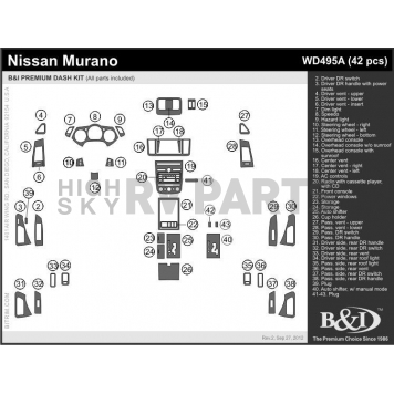 B & I Fender Dash Panel Trim WD495ADCF