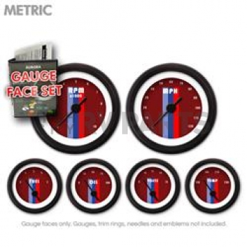 Aurora Instuments Gauge Face Overlay - Fiber Red Daytime Color/ White Letter Color - 8415