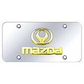 Automotive Gold License Plate - Mazda Name/Old Logo Stainless Steel - DMAZGC