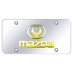 Automotive Gold License Plate - Mazda Name/Old Logo Stainless Steel - DMAZGC