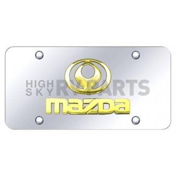 Automotive Gold License Plate - Mazda Name/Old Logo Stainless Steel - DMAZGC