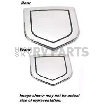 All Sales Emblem - Dodge Shield Step Style Riveted Silver/ Black Aluminum - 44503