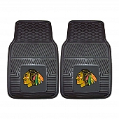 Fan Mat Floor Mat - Universal Fit Black Vinyl Set of 2 - 10371
