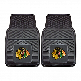 Fan Mat Floor Mat - Universal Fit Black Vinyl Set of 2 - 10371